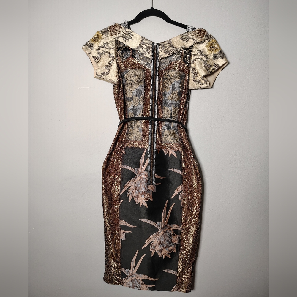 Vintage Elegant Floral Lace Brocade Dress "Royston All Silk" Size Small